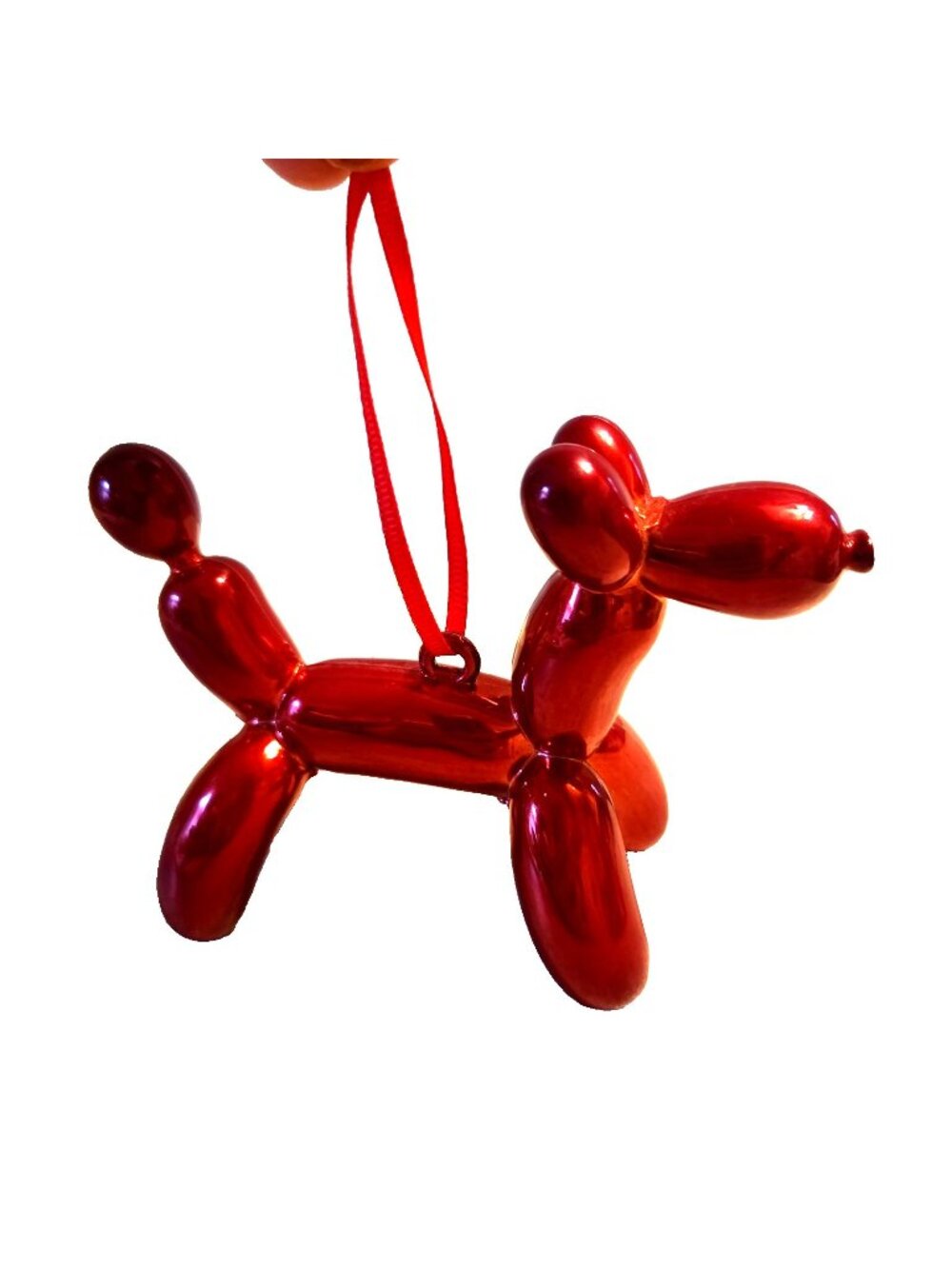 Red Balloon Dog Ornament Metallic Glossy Pop Art Decor Y2K